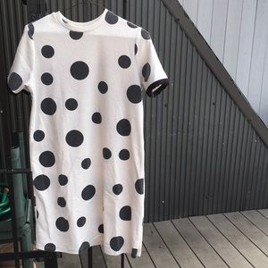 Zara Trafaluc white and black polka dot dress